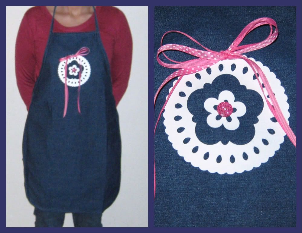 She used the heat transfer paper and made this adorable apron!