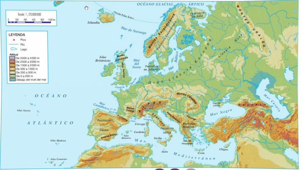 Mapa físico de Europa - Tamaño completo