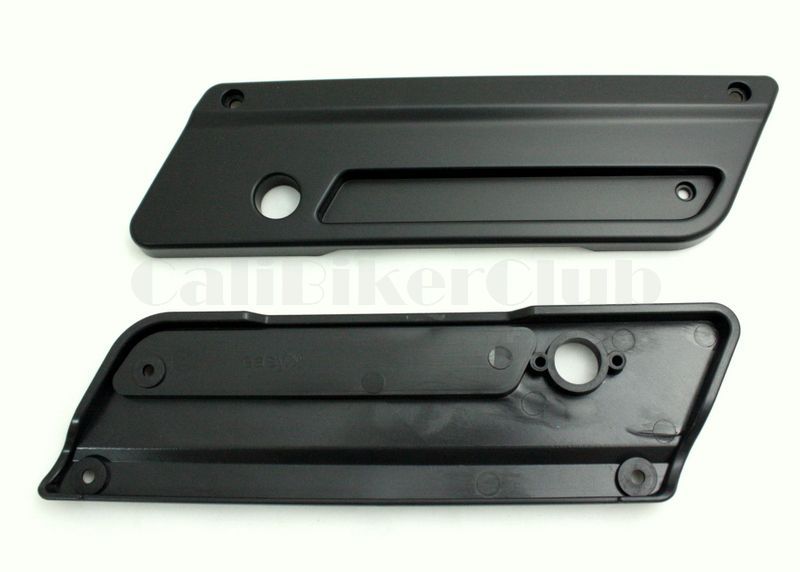 MATTE BLACK Saddlebag Latch Covers + RED Reflectors FOR Harley Hard