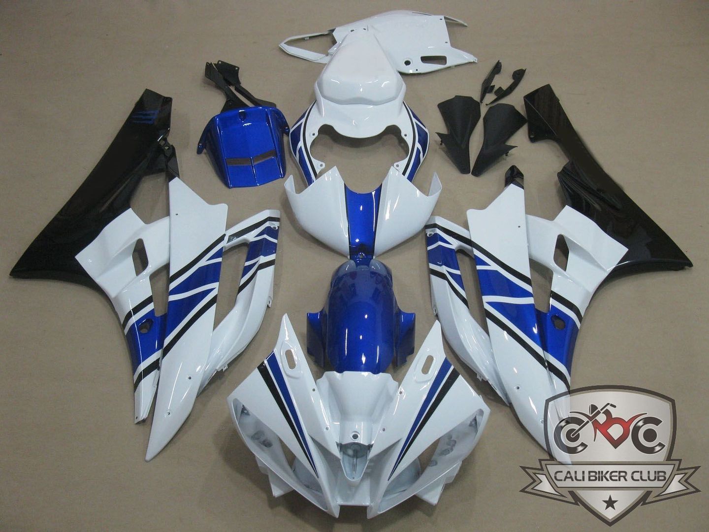  photo White amp Blue Fairing Kit Body Set Bodywork Plastics for 2006-2007 Yamaha R6.jpg