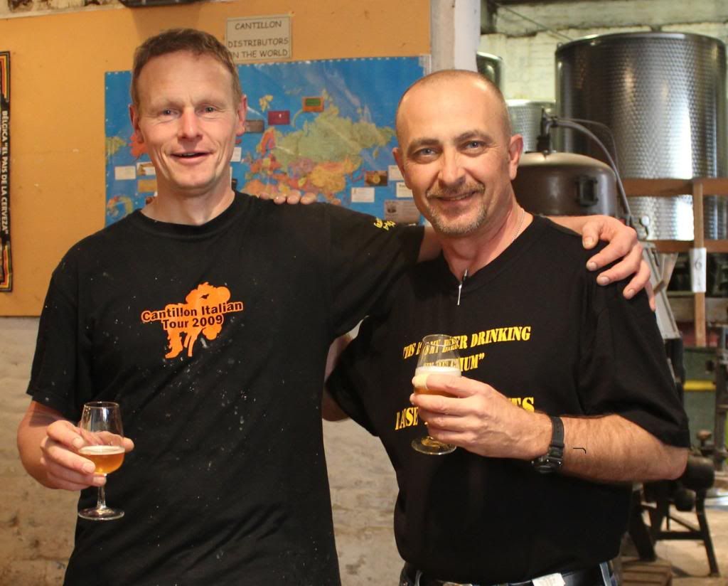Me and Jean Van Roy, Owner and Brewmaster of the highly celebrated Brasserie Cantillon, Brussels Belgium. TODAY 29 Mar 2012.