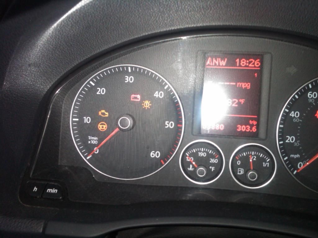 The following dash lights/warning indicators are now lit when I turn the key in the ignition and wait for the glow plug light to turn off: