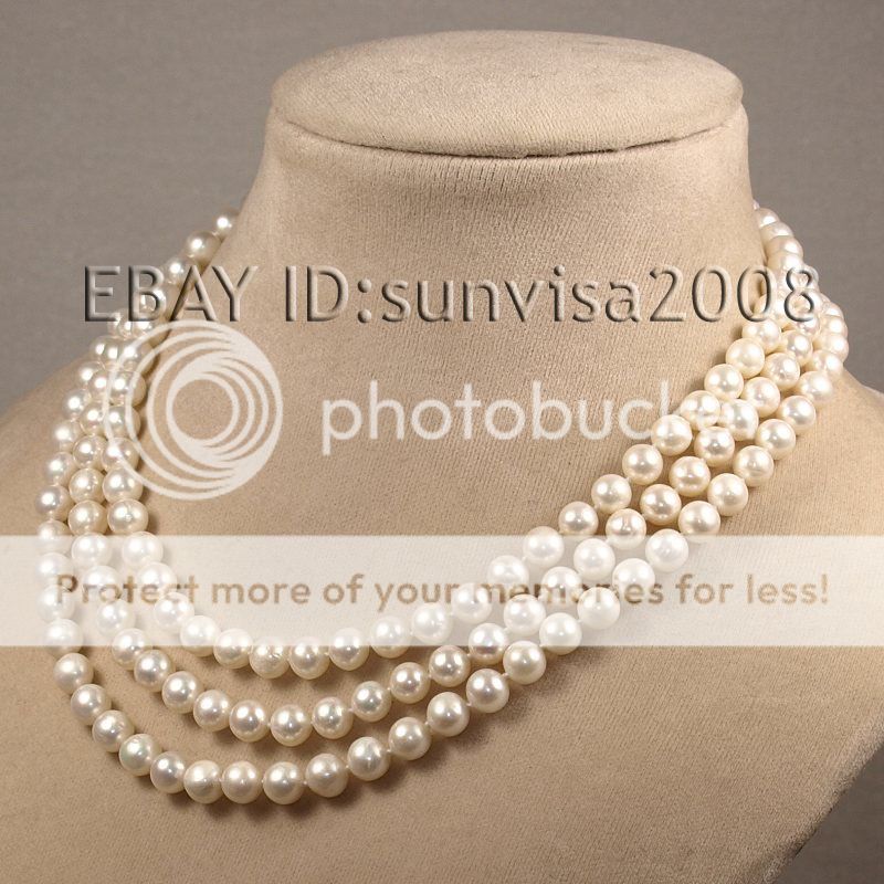   19 20 genuine fresh water akoya white pearls 7 8mm necklace jewelry